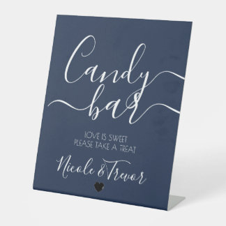 Op maat gemaakte Navy Blauwe Candy Bar Reclamebord Met Voetstuk