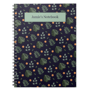 Op maat gemaakte Navy Blue Botanische Notitieboek