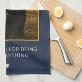 Op maat gemaakte Navy Blue Minimalistische Vaderda Theedoek (Quarter Fold)