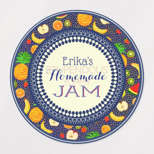 Op maat gemaakte Navy Blue Vruchten Thuisgemaakte Labels (Design 1)