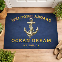 Op maat gemaakte Navy Blue Welkom Aan Boord Bootna