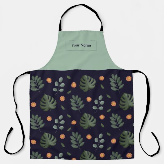 Op maat gemaakte Navy Botanische Schort (Voorkant)