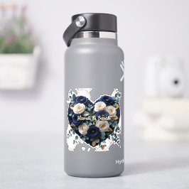 Op maat gemaakte Navy Gouden Bloemrijke Monogram V Sticker