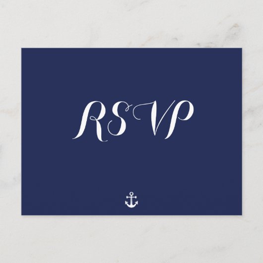 Op maat gemaakte navyblauwe nautische trouw-RSVP-a Uitnodiging Briefkaart (Voorkant)