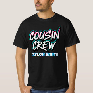 Op maat gemaakte neon graffiti stijl Cousin Crew m T-shirt
