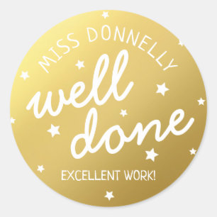 Op maat gemaakte nep gouden ster voor docenten ronde sticker