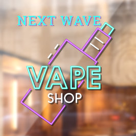 Op maat gemaakte nep-neon-vape winkelbedrijf raamsticker