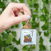 Op maat gemaakte Noachs Ark Doopfeest voor baby, j Sleutelhanger (Hand)