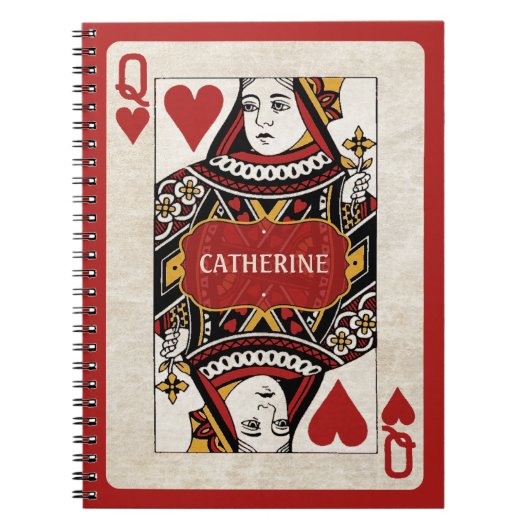 Op maat gemaakte notebook met koningin van harten notitieboek (Voorkant)
