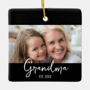 Op maat gemaakte Oma Gesticht Jaar Foto Kerstmis Keramisch Ornament