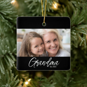 Op maat gemaakte Oma Gesticht Jaar Foto Kerstmis Keramisch Ornament
