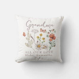 Op maat gemaakte oma-wilde bloemen kussen
