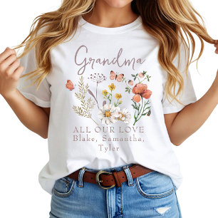 Op maat gemaakte oma wilde bloemen t-shirt