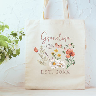 Op maat gemaakte oma-wilde bloemen tote bag