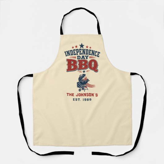 Op maat gemaakte Onafhankelijkheidsdag BBQ Beige F Schort (Voorkant)