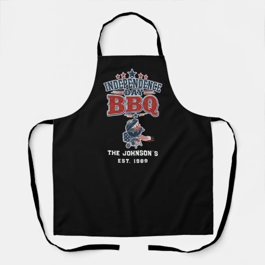 Op maat gemaakte Onafhankelijkheidsdag BBQ Beige F Schort (Voorkant)