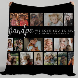 Op maat gemaakte opa 18-fotocollage fleece deken