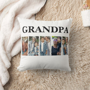 Op maat gemaakte opa-fotocollage gepersonaliseerd kussen