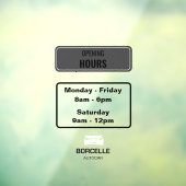 Op maat gemaakte openingstijden autoshowroom zwart raamsticker (Vel 3)