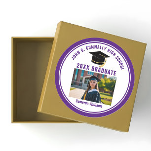 Op maat gemaakte paarse afstudeerfoto 2026 afstude ronde sticker