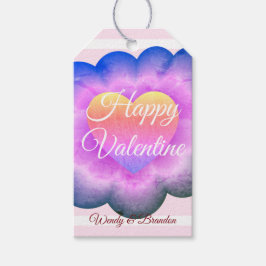 Op maat gemaakte paarse bloem gelukkig Valentijnsd Cadeaulabel
