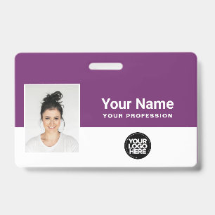 Op maat gemaakte paarse logo naam foto sleutelkoor badge