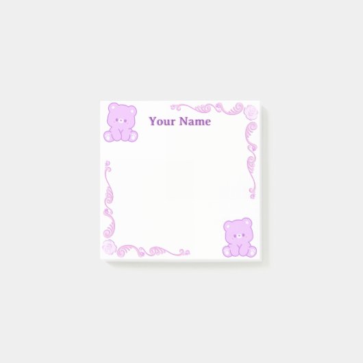 Op maat gemaakte paarse teddybeer Filigree Post-it Post-it® Notes (Voorkant)