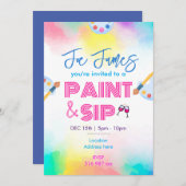 Op maat gemaakte paint and sip uitnodiging (Voorkant / Achterkant)