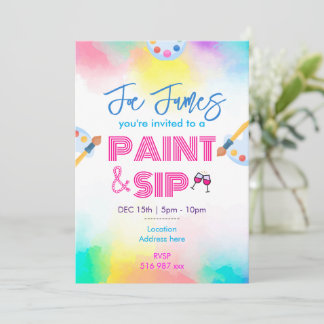 Op maat gemaakte paint and sip uitnodiging