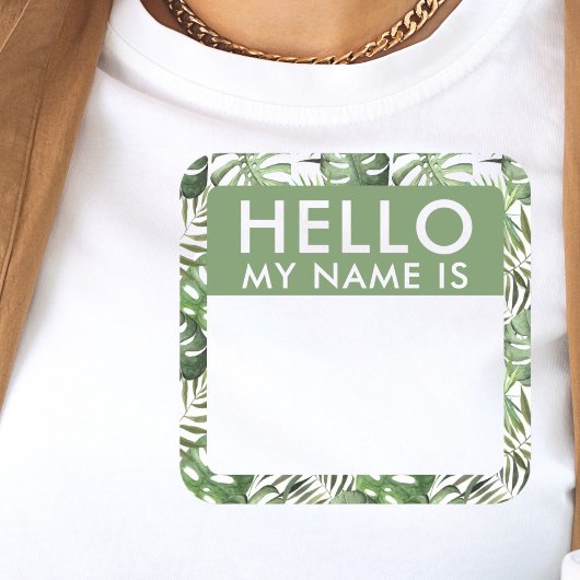 Op maat gemaakte palmblad Hello My Name Is Sticker