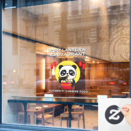 Op maat gemaakte Panda Bear Noodles Chinees Restau Raamsticker