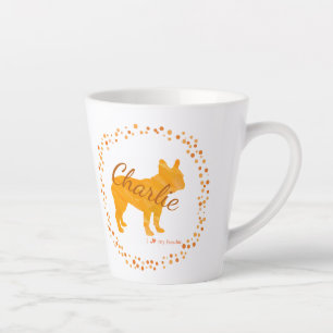 Op maat gemaakte pastel oranje Franse bulldog Silh Latte Mok
