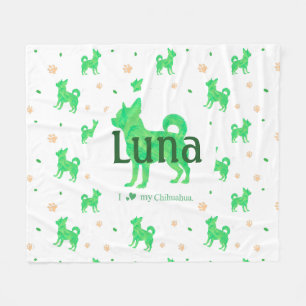 Op maat gemaakte pastelgroene chihuahua silhouet d fleece deken