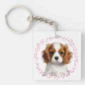 Op maat gemaakte pastelroze cavalier Foto & Naam Sleutelhanger (Voorkant)