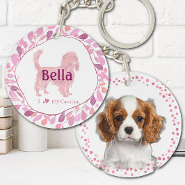Op maat gemaakte pastelroze cavalier-sleutelhanger sleutelhanger