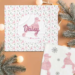 Op maat gemaakte pastelroze Poodle Kerstdeken Cade Fleece Deken