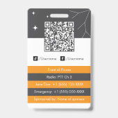 Op maat gemaakte personeelsfoto, QR-code, naamkaar Badge (Achterkant)