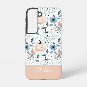 Op maat gemaakte pompoen- en bloemenpatroon  samsung galaxy hoesje