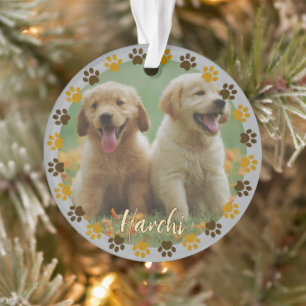 Op maat gemaakte pootafdrukken huisdier foto ornam ornament
