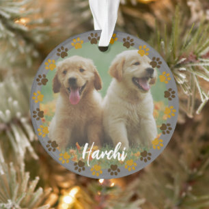 Op maat gemaakte pootafdrukken huisdier foto ornam ornament