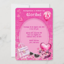 Op maat gemaakte pop roze verjaardags sjabloon