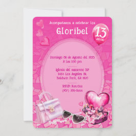 Op maat gemaakte pop roze verjaardags sjabloon kaart