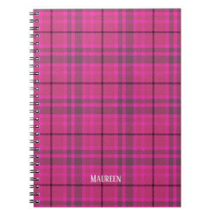 Op maat gemaakte preppy roze & paarse geruite tart notitieboek