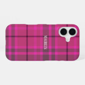 Op maat gemaakte preppy roze & paarse ruit tartan iPhone 16 hoesje (Achterkant horizontaal)