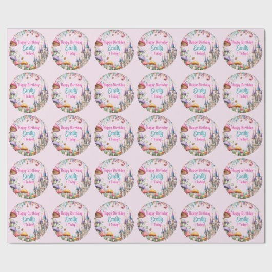 Op maat gemaakte prinses fee dochters verjaardag f cadeaupapier (Vlak)