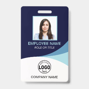 Op maat gemaakte QR Blue Corporate Werknemer Foto Badge