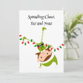 Op maat gemaakte QR-code kerstkaart met zwaaiende  (Staand voorkant)