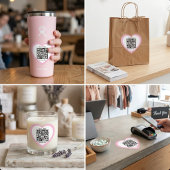 Op maat gemaakte QR-code roze hartvormige sticker