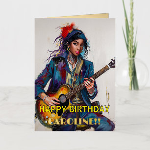 Op maat gemaakte Rebel Girl Gitariste Kunst Inspir Folie Wenskaart