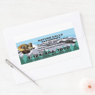 Op maat gemaakte reclame voor taxidermie winkel be rechthoekige sticker